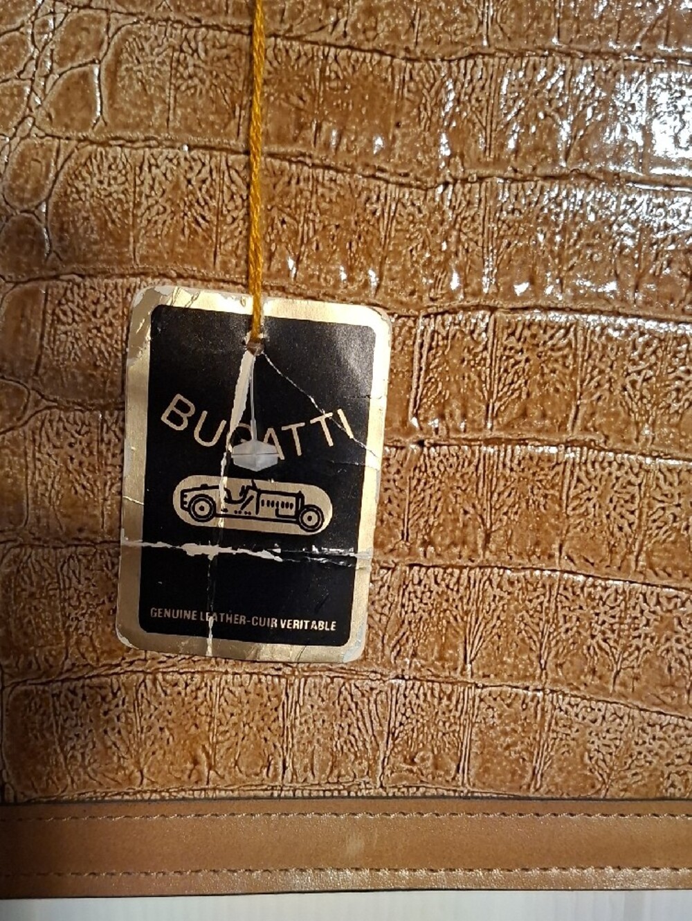 Bugatti Cognac Croc-Embossed Leather Briefcase with Shoulder Strap - Picture 2 of 16